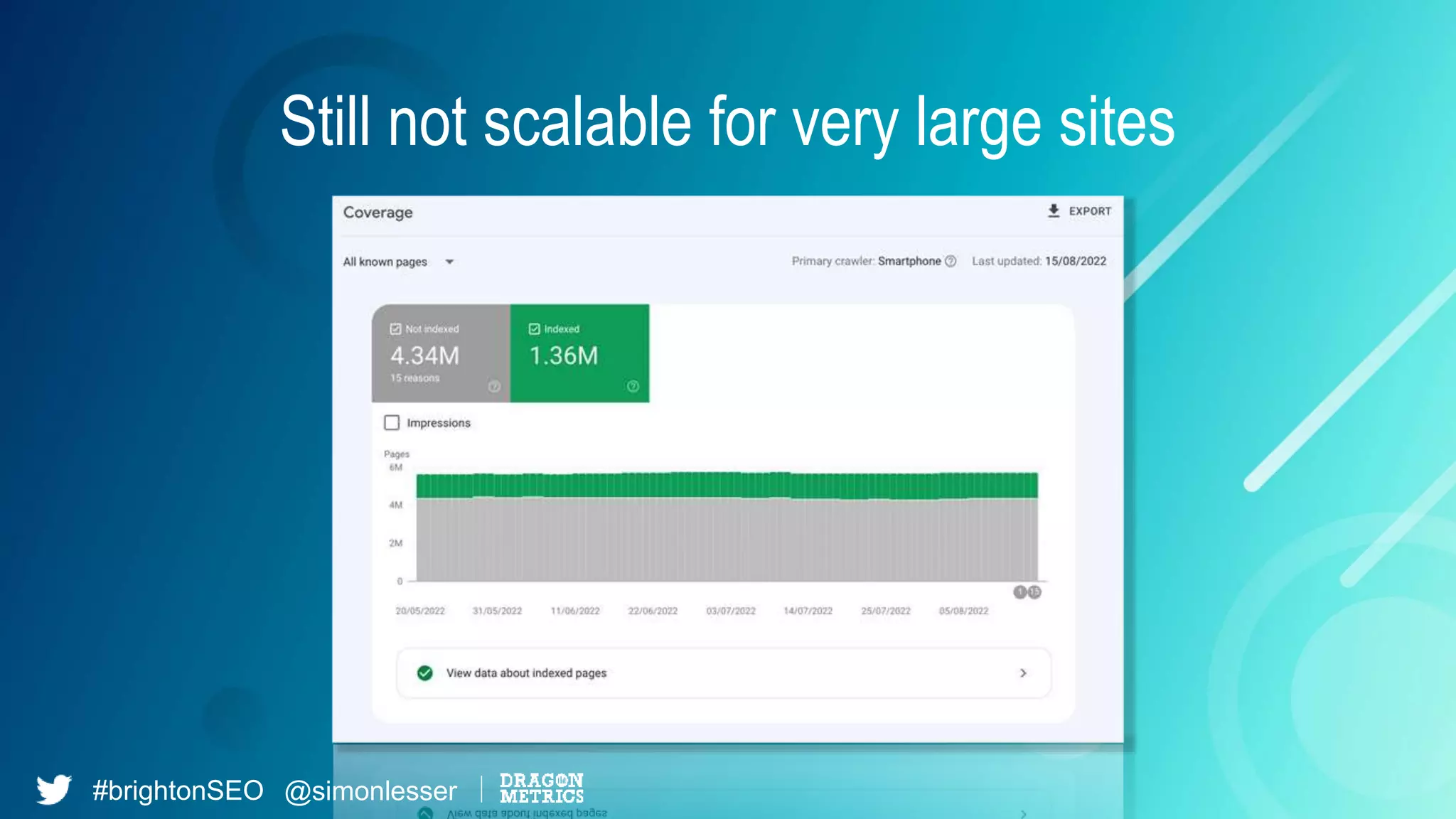 #brightonSEO @simonlesser
Still not scalable for very large sites
 