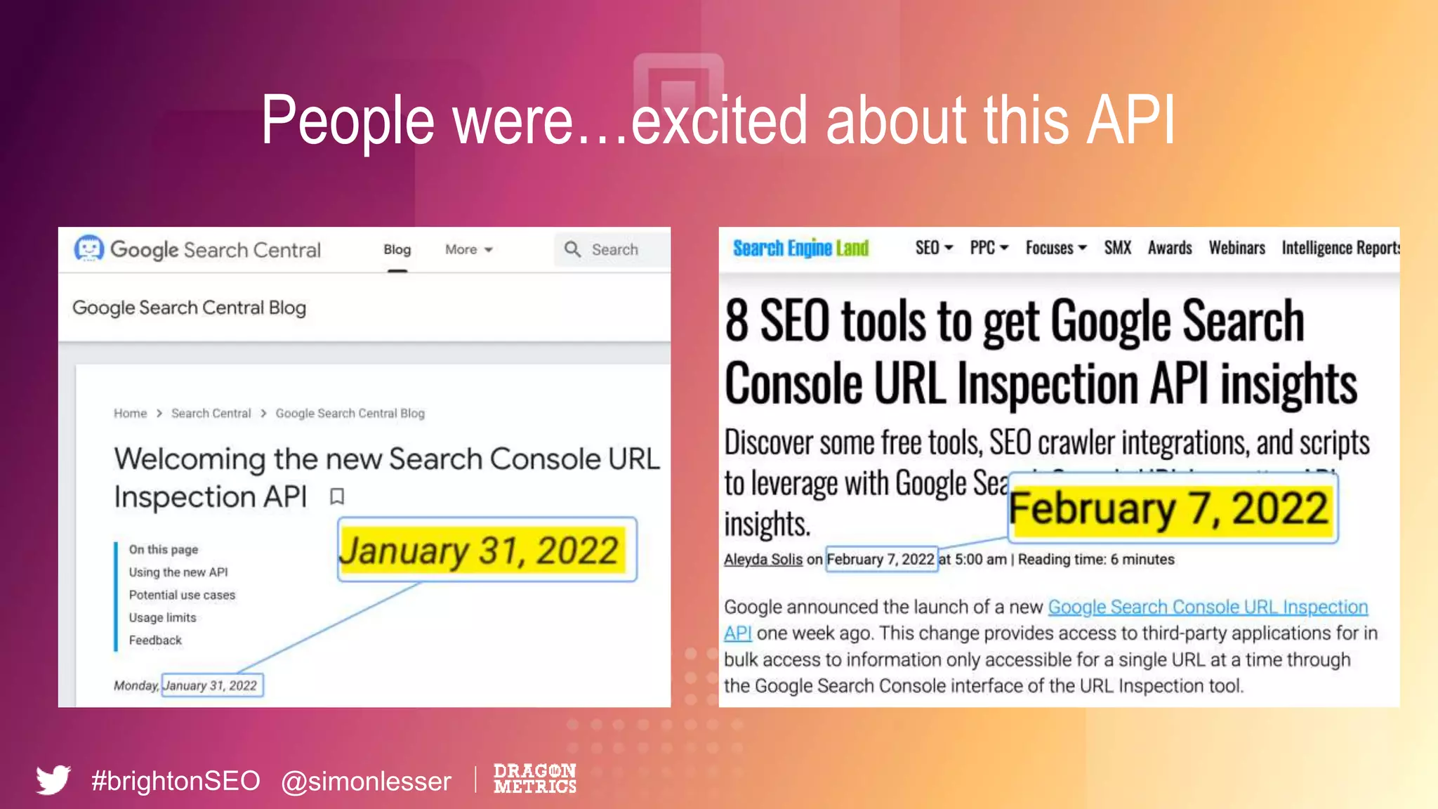 #brightonSEO @simonlesser
People were…excited about this API
 