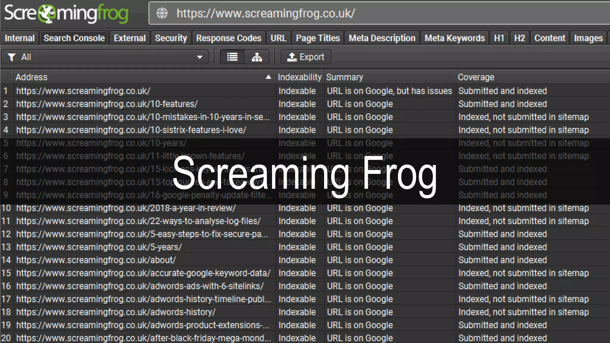 #brightonSEO @simonlesser
Screaming Frog
 