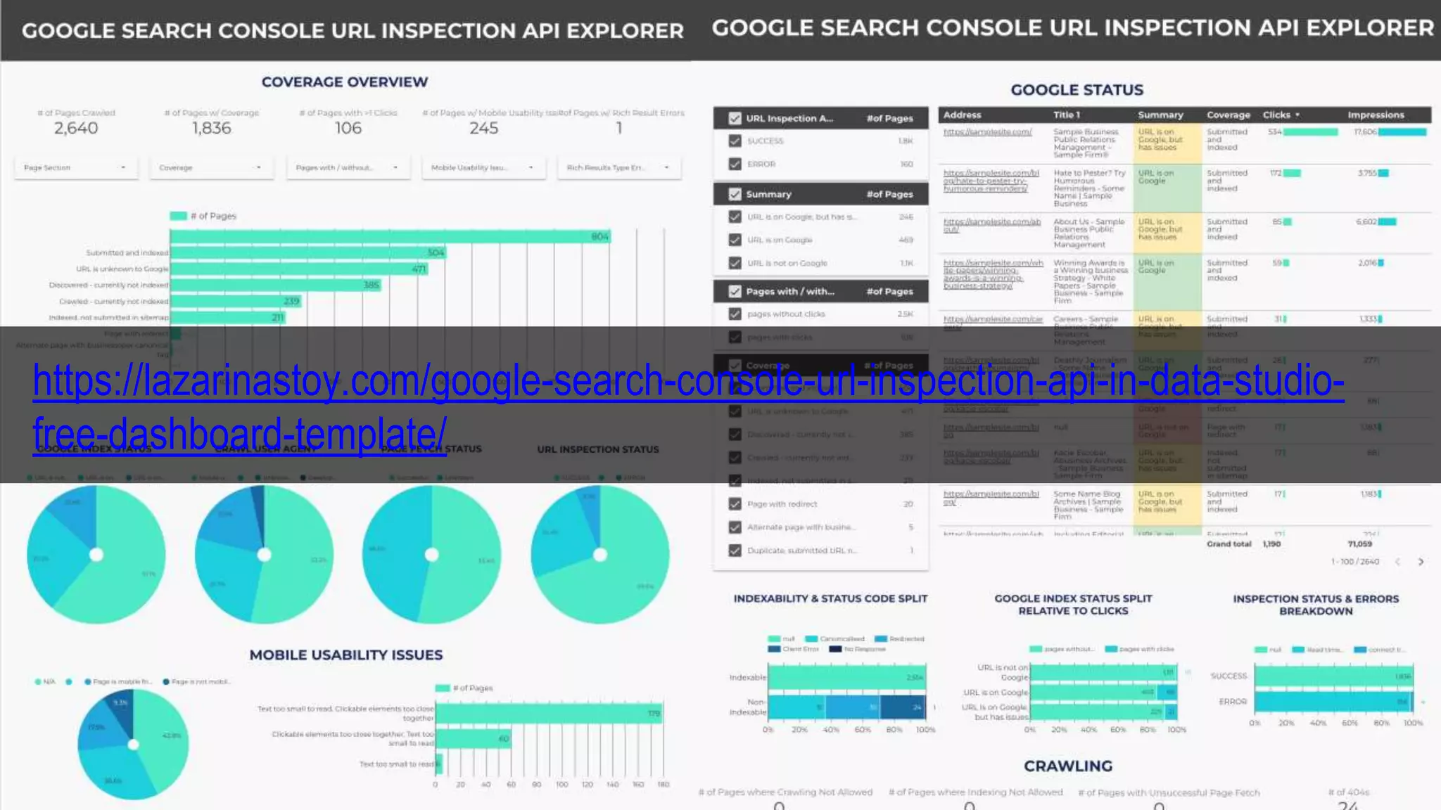 #brightonSEO @simonlesser
https://lazarinastoy.com/google-search-console-url-inspection-api-in-data-studio-
free-dashboard-template/
 