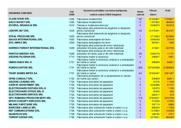 Lista coduri caen constructii 2019