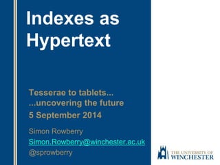 Indexes as Hypertext