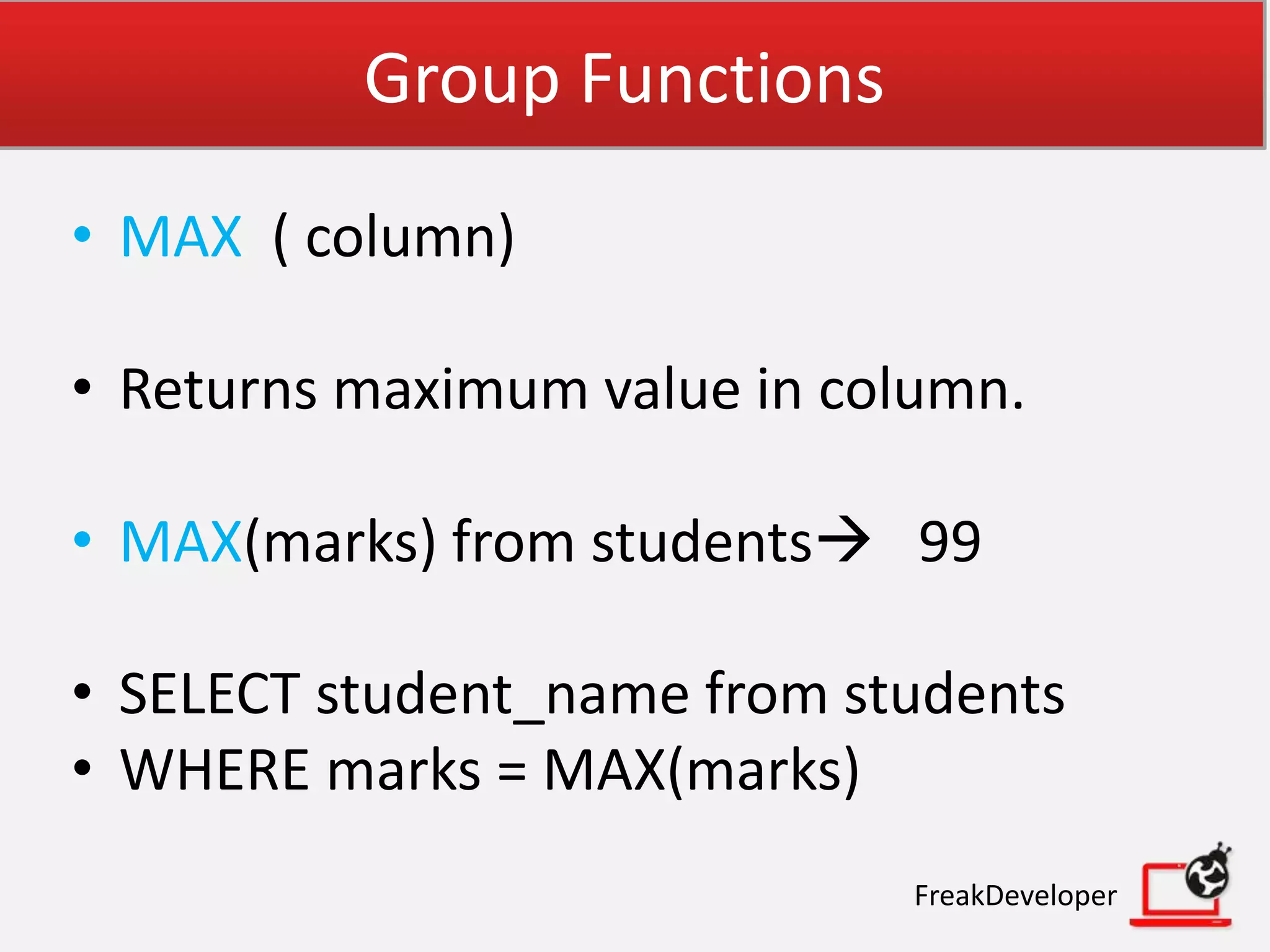 SQL Functions | PPTX