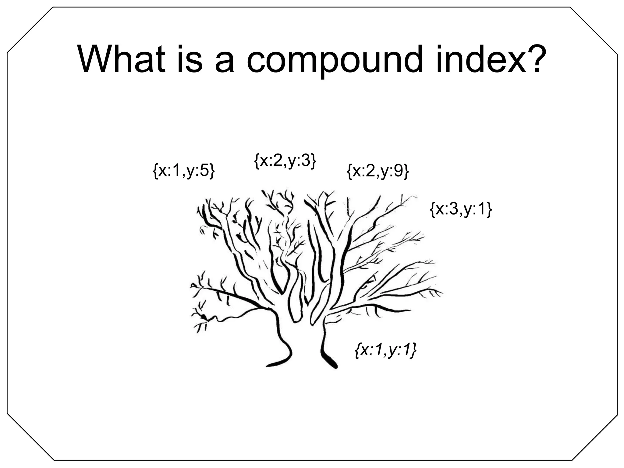 What is a compound index?{x:2,y:3}{x:1,y:5}{x:2,y:9}{x:3,y:1}{x:1,y:1}