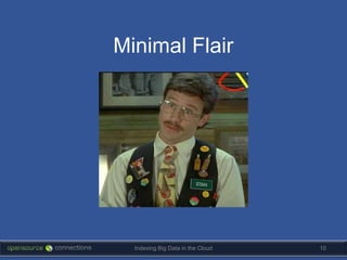 Minimal Flair




  Indexing Big Data in the Cloud   10
 