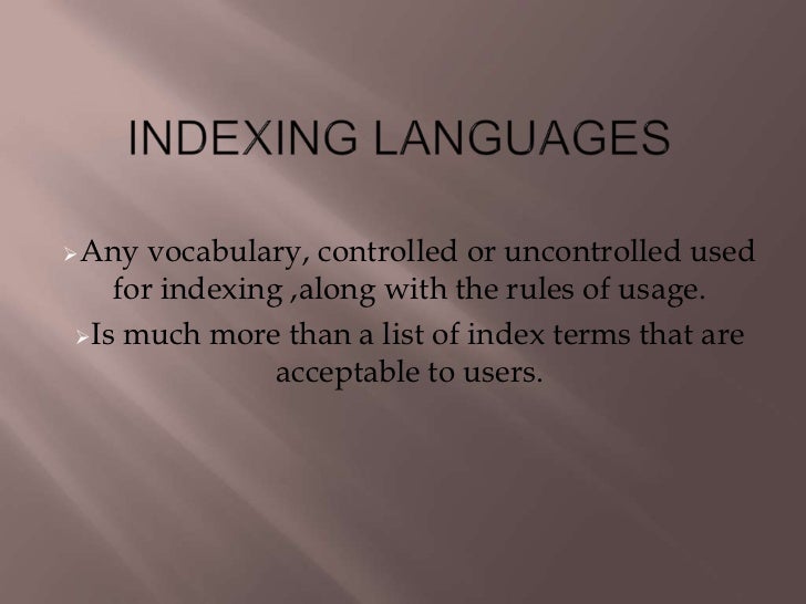 Indexing languages (2)