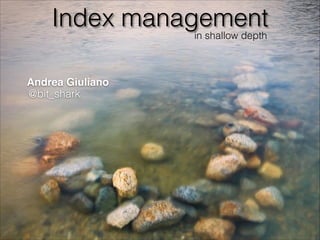Index management
in shallow depth

Andrea Giuliano
@bit_shark

 