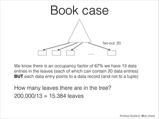 Book case
fan-out: 20

…
We know there is an occupancy factor of 67% we have 13 data
entries in the leaves (each of which ...