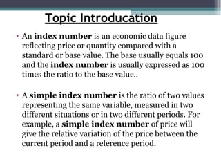 Class 11 Economics -Introduction to index numbers | PPT