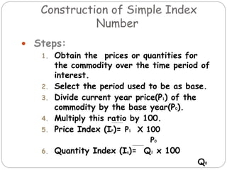 The composite index number is a
weighted mean of the elementary index
numbers in which the weighting represents the
"mass"...