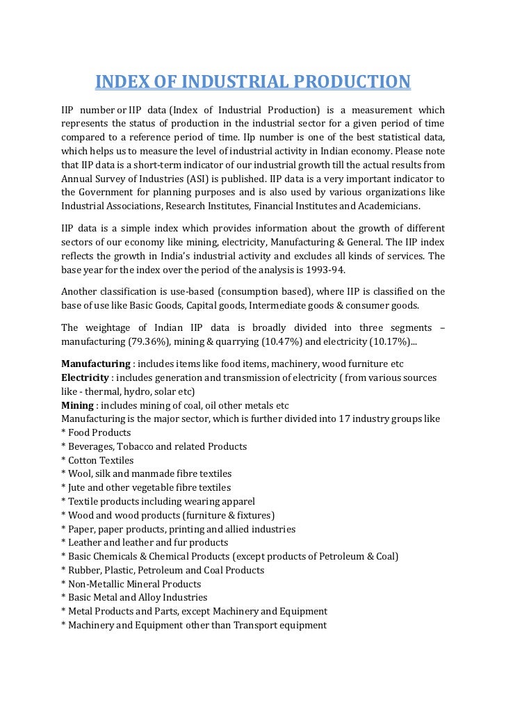 Index of industrial production