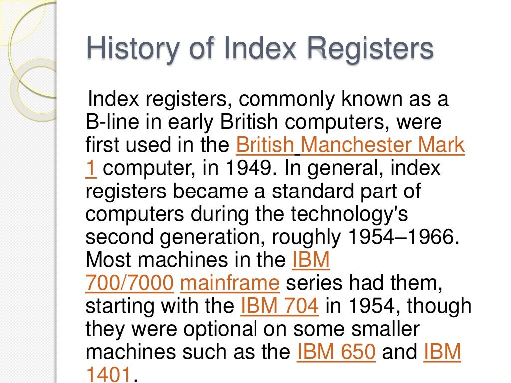 Index registers