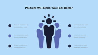 Seamlessly visualize quality
out a to the intellectual.
Interactively coordinate
proactive e-commerce.
A new normal that has is
evolved from generation X.
Proactively envisioned and
multimediabased media.
Seamlessly visualize quality
out a to the good media.
Bring to the table win-win
survival the going out.
Political Will Make You Feel Better
 