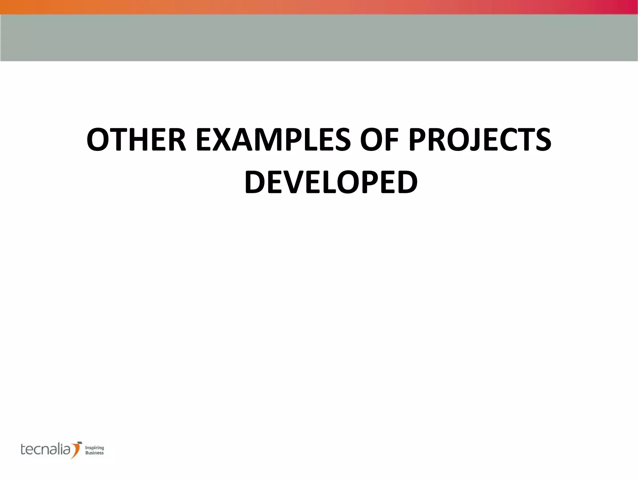 OTHER EXAMPLES OF PROJECTS
         DEVELOPED
 