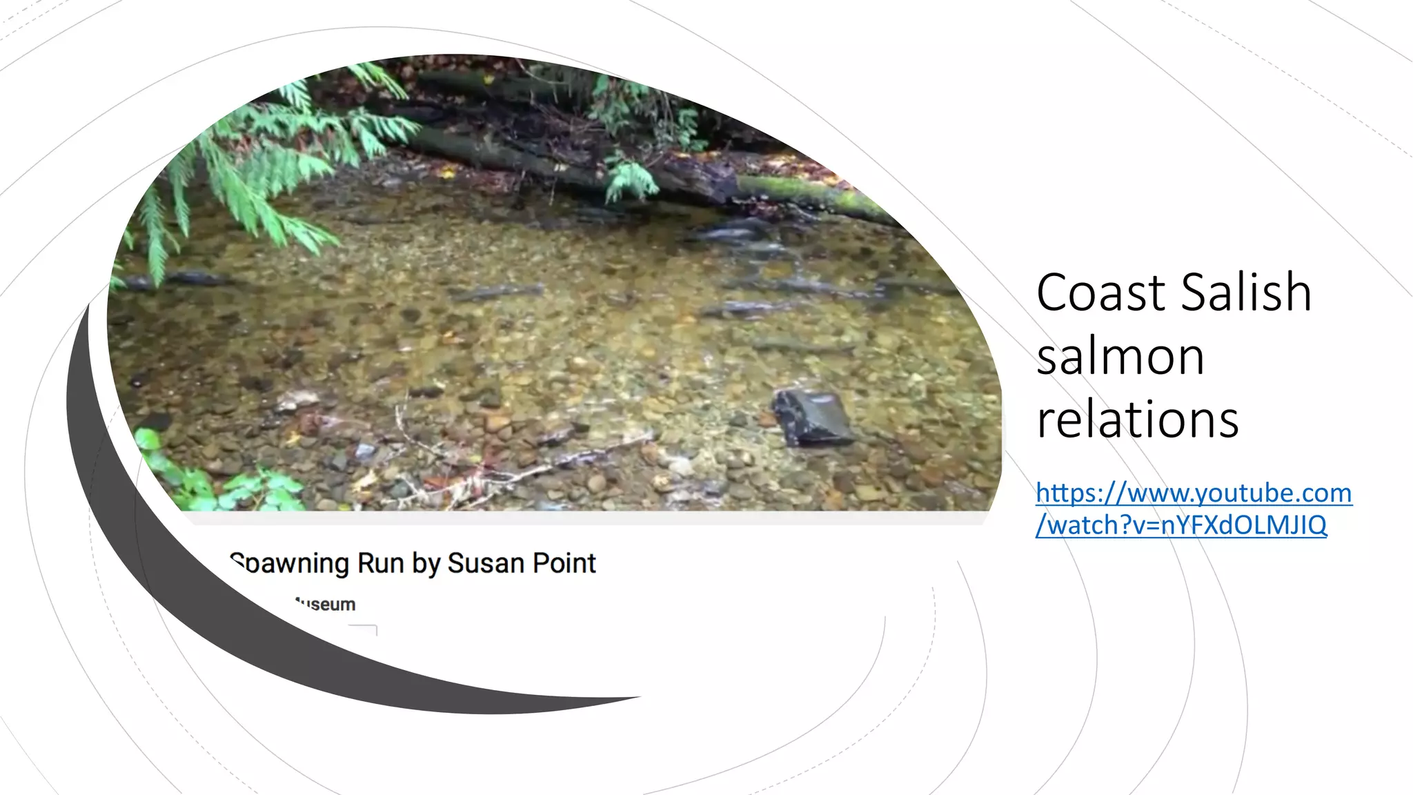 Coast Salish
salmon
relations
h$ps://www.youtube.com
/watch?v=nYFXdOLMJIQ
 