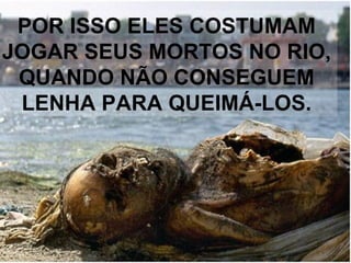 POR ISSO ELES COSTUMAM JOGAR SEUS MORTOS NO RIO, QUANDO NÃO CONSEGUEM LENHA PARA QUEIMÁ-LOS. 