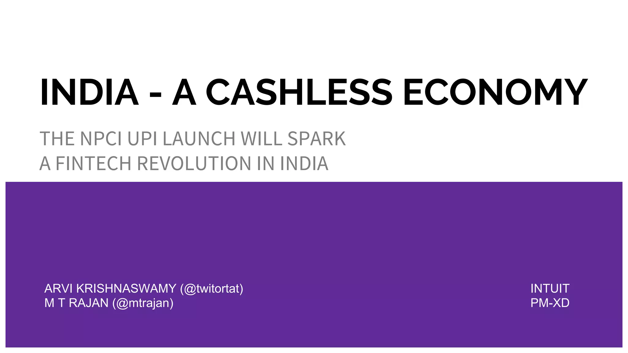 India - A Cashless Economy (NPCI/UPI) | PDF