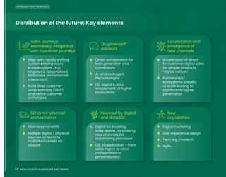 24 INDIA INSURTECH LANDSCAPE AND TRENDS
Distribution of the future: Key elements
• Align with rapidly shifting
customer behaviours
& expectations (e.g.,
targeted & personalized,
frictionless omnichannel
interaction)
• Build deep customer
understanding (360º)
and define customer
archetypes
• Seamless handoffs
• Multiple digital / physical
sources for leads to
multiple channels for
closure
• Omni-orchestration for
lead generation and
conversions
• AI-enabled agent
lifecycle mgmt.
• E2E digital & data
enablement for higher
productivity
• Digital for enabling
sales teams, for building
new channels, for
automating processes
• E2E AI application – from
sales mgmt. to omni
orchestration to
personalization
• Acceleration of direct-
to-customer digital sales
for simpler products,
“digital natives”
• Partnerships/
ecosystems a reality
at scale leading to
significantly higher
penetration
• Digital marketing
• User experience design
• Tech, e.g., martech
• Agile
Sales journeys
seamlessly integrated
with customer journeys
“Augmented”
advisors
Acceleration and
emergence of
new channels
E2E omni-channel
orchestration
Powered by digital
and data E2E
New
capabilities
24 INDIA INSURTECH LANDSCAPE AND TRENDS
Distribution and Penetration
 