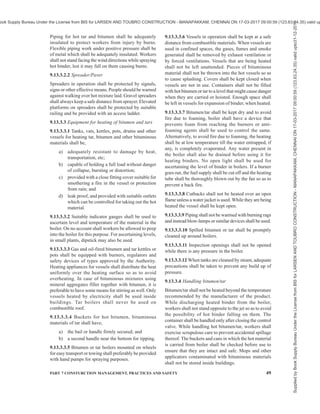 46 NATIONAL BUILDING CODE OF INDIA 2016
protection shall be provided.
9.12 Additional Safety Requirements for Erection
of Structural Steel Work
9.12.1 Safety Organization
The agency responsible for erecting the steel work
should analyze the proposed erection scheme for safety;
the erection scheme should cover safety aspects right
from the planning stage up to the actual execution of
the work.
9.12.2 Safety of Workpersons
9.12.2.1 General
While engaging persons for the job the supervisor
should check up and make sure that they are skilled in
the particular job they have to perform.
The helmets shall be worn properly and at all times
during the work and shall conform to the accepted
standard [7(28)].
The safety goggles shall be used while performing
duties which are hazardous to eye like drilling, cutting
and welding. The goggles used shall conform to the
accepted standard [7(34)] and should suit individual
workers.
The welders and gas cutters shall be equipped with
proper protective equipment like gloves, safety boots,
aprons and hand shields [see accepted standard 7(35)].
The filter glass of the hand shield shall conform to the
accepted standard [7(34)] and should be suitable to the
eyes of the particular worker.
When the work is in progress, the area shall be cordoned
off by barricades to prevent persons from hitting against
structural components, or falling into excavated
trenches or getting injured by falling objects.
Warning signs shall be displayed where necessary to
indicate hazards, for example (a) ‘440 V’, (b) ‘DO NOT
SMOKE’, (c) ‘MEN WORKING AHEAD’, etc. Hand
lamps shall be of low voltage preferably 24 V to prevent
electrical hazards.
All electrically operated hand tools shall be provided
with double earthing.
9.12.2.2 Anchors for guys or ties shall be checked for
proper placement. The weight of concrete in which the
anchors are embedded shall be checked for uplift and
sliding. Split-end eye anchors shall only be used in
good, solid rock. The first load lifted by a guy derrick
shall be kept at a small height for about 10 min and the
anchors immediately inspected for any signs or
indications of failure.
9.12.2.3 When a number of trusses or deep girders are
loaded in one car or on one truck, all but one being
lifted shall be tied back unless they have been tied or
braced to prevent their falling over and endangering
men unloading.
9.12.2.4 The erection gang shall have adequate supply
of bolts, washers, rivets, pins, etc, of the correct size.
Enough number of bolts shall be used in connecting
each piece using a minimum of two bolts in a pattern
to ensure that the joint will not fail due to dead load
and erection loads. All splice connections in columns,
crane girders, etc, shall be completely bolted or riveted
or welded as specified in the drawing before erection.
9.12.2.5 Girders and other heavy complicated structural
members may require special erection devices like
cleats and hooks, which can be shop assembled and
bolted or riveted or welded to the piece and may be
left permanently in the place after the work.
9.12.2.6 If a piece is laterally unstable when picked at
its centre, use of a balance beam is advisable, unless a
pair of bridles slings can be placed far enough apart,
for them to act as safe lifting points. The top flange of
a truss, girder or long beam may be temporarily
reinforced with a structural member laid flat on top of
the member and secured temporarily.
9.12.2.7 On deep girders, and even on some trusses, a
safety ‘bar’ running their full length will aid the riggers,
fitters and others employed on the bottom flange or
bottom chord to work with greater safety. This can be
a single 16 mm diameter wire rope through vertical
stiffeners of such members about 1 m above the bottom
flange and clamped at the ends with wire rope clamps.
If the holes cannot be provided, short eye bolts can be
welded to the webs of the girder at intervals to be
removed and the surface chipped or ground to leave it
smooth after all work on the piece has been completed.
9.12.2.8 Safety belts shall always be available at work
spot to be used, whenever necessary. The rope shall be
chemically treated to resist dew and rotting. These shall
not be tied on sharp edges of steel structures. They shall
be tied generally not more than 2 m to 3 m away from
the belt.
9.12.2.9 On a guy derrick or climbing crane job, the
tool boxes used by the erection staff shall be moved to
the new working floor each time the rig is changed. On
a mobile crane job, the boxes shall be moved as soon
as the crane starts operating in a new area not too far
away for the men to reach the boxes conveniently. While
working a tall and heavy guy derrick, it is advisable to
control tension in guys by hand winches to avoid jerks,
which may cause an accident.
9.12.2.10 The proper size, number and spacing of wire
rope clamps shall be used, depending on the diameter
of the wire rope. They shall be properly fixed in
Supplied
by
Book
Supply
Bureau
Under
the
License
from
BIS
for
LARSEN
AND
TOUBRO
CONSTRUCTION
-
MANAPAKKAM,
CHENNAI
ON
17-03-2017
09:00:59
(123.63.24.35)
valid
upto31-12-2017
ook Supply Bureau Under the License from BIS for LARSEN AND TOUBRO CONSTRUCTION - MANAPAKKAM, CHENNAI ON 17-03-2017 09:00:59 (123.63.24.35) valid up
 