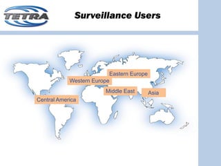 Surveillance Users




                          Eastern Europe
            Western Europe
                         Middle East       Asia
Central America
 