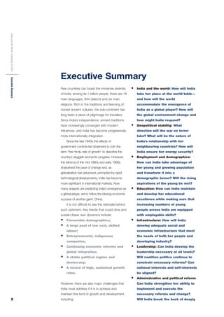 India and the World: Scenarios to 2025




                                         Executive Summary
Executive Summary


...