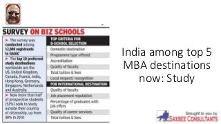 India among top 5
MBA destinations
now: Study
 
