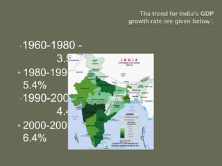 •1960-1980 -
3.5%
• 1980-1990 -
5.4%
•1990-2000 -
4.4%
• 2000-2009 -
6.4%
 