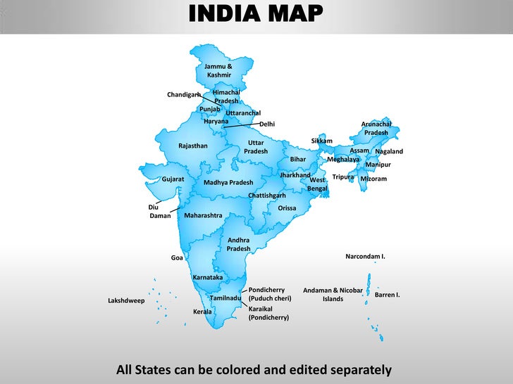 editable map of india for ppt India Country Editable Powerpoint Maps With States And Counties editable map of india for ppt