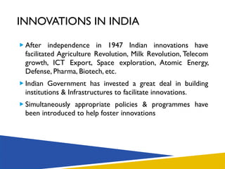 Indian Innovations Examples India decade of innovations 2010-2020 roadmap | PPT