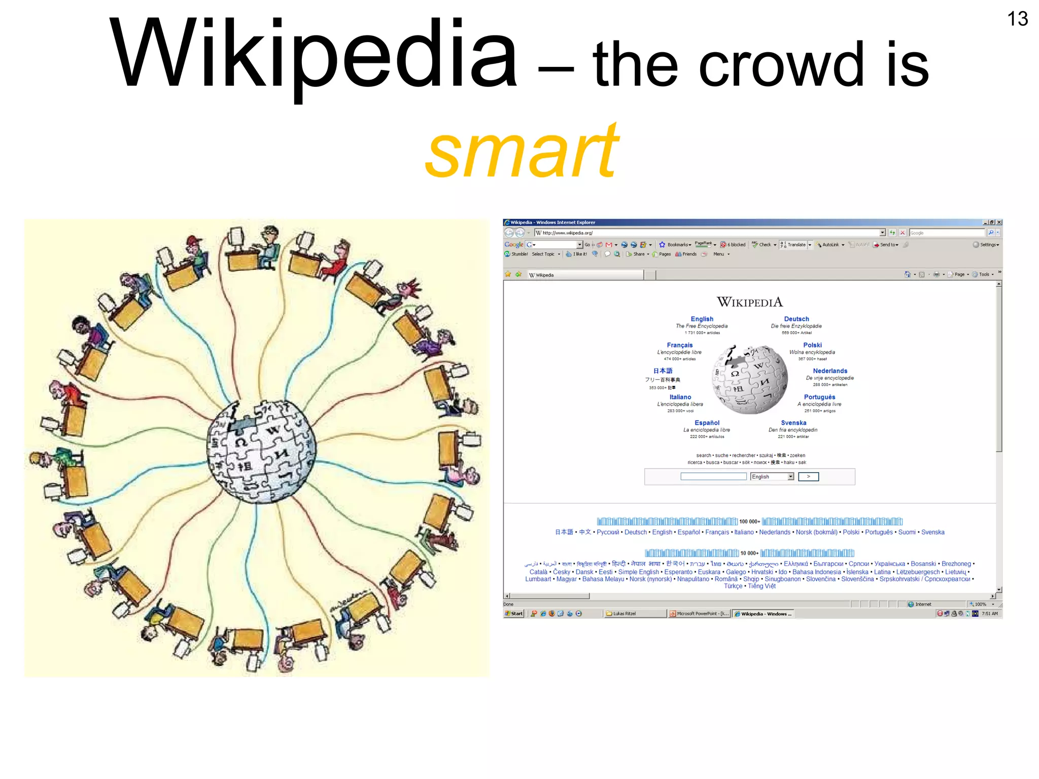 Wikipedia  – the crowd is  smart 