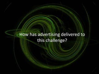 How has advertising delivered to
        this challenge?
 