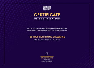 India Fim Project Certificate 