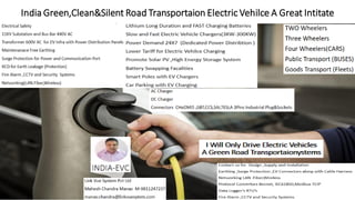 India Green,Clean&Silent Road Transportaion Electric Vehilce A Great Intitate
 