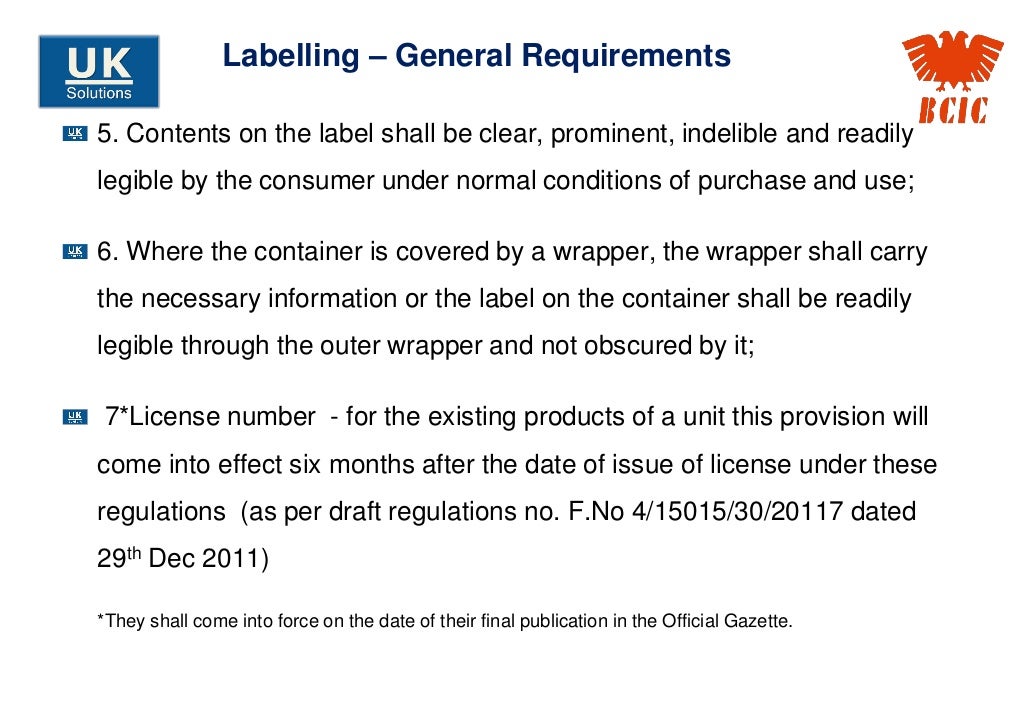 India Labelling Requirements for Prepackaged Foods_2012