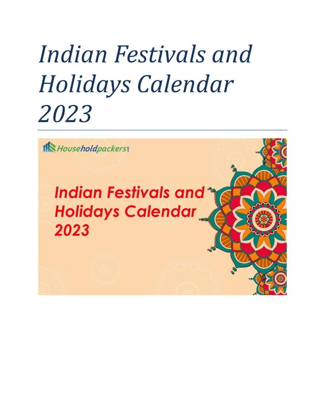 Indian Festivals and Holidays Calendar 2023 | PDF