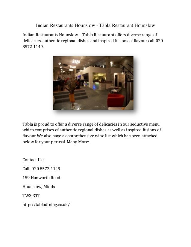 Indian Restaurants Hounslow Tabla Restaurant Hounslow