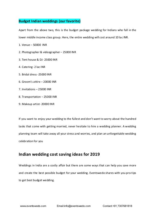 Indian Wedding Cost Breakdown Pdf Budget To Lavish Weddings