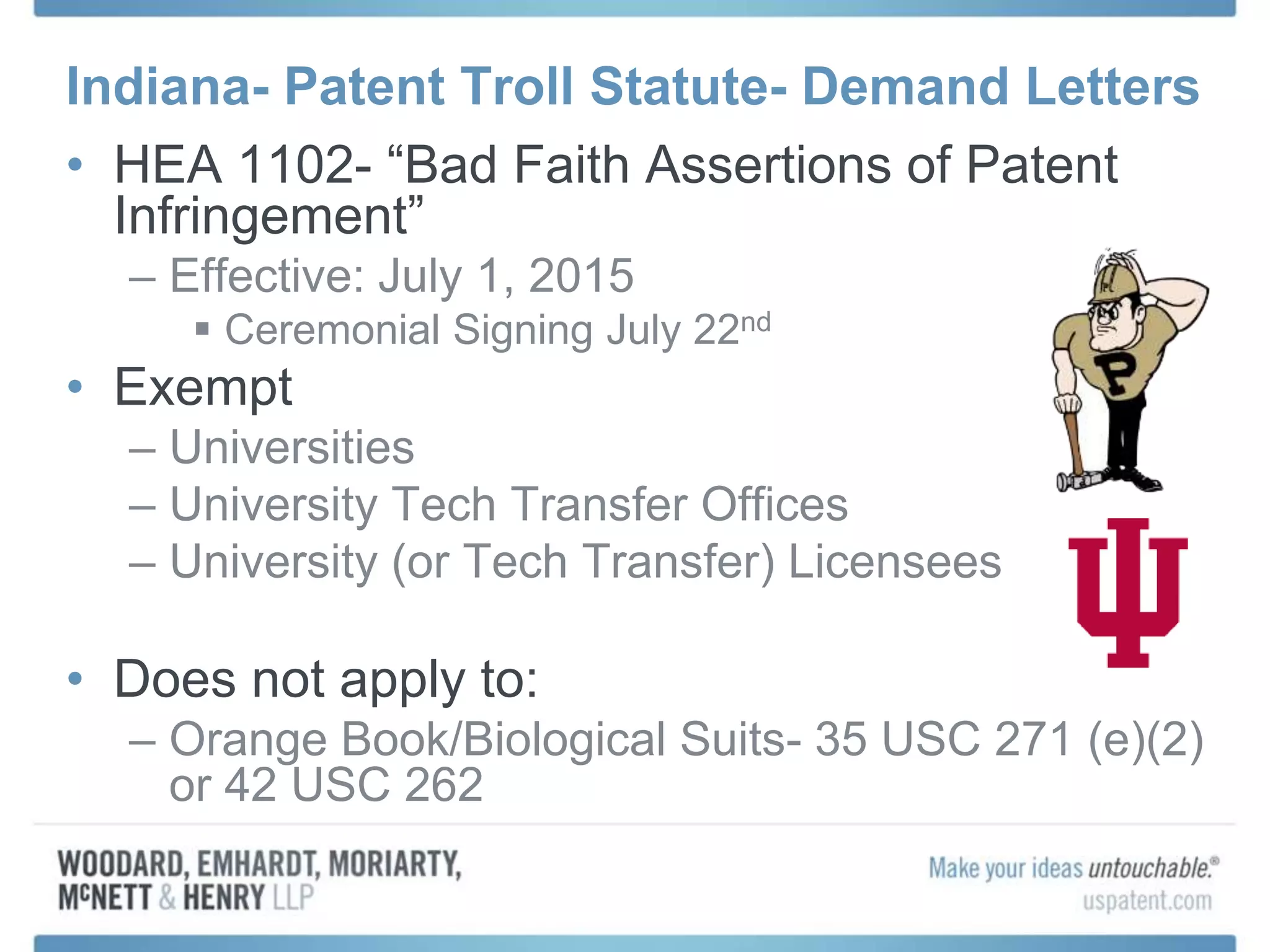 Recent Change to the Indiana Code to Address Patent Demand Letters from ...