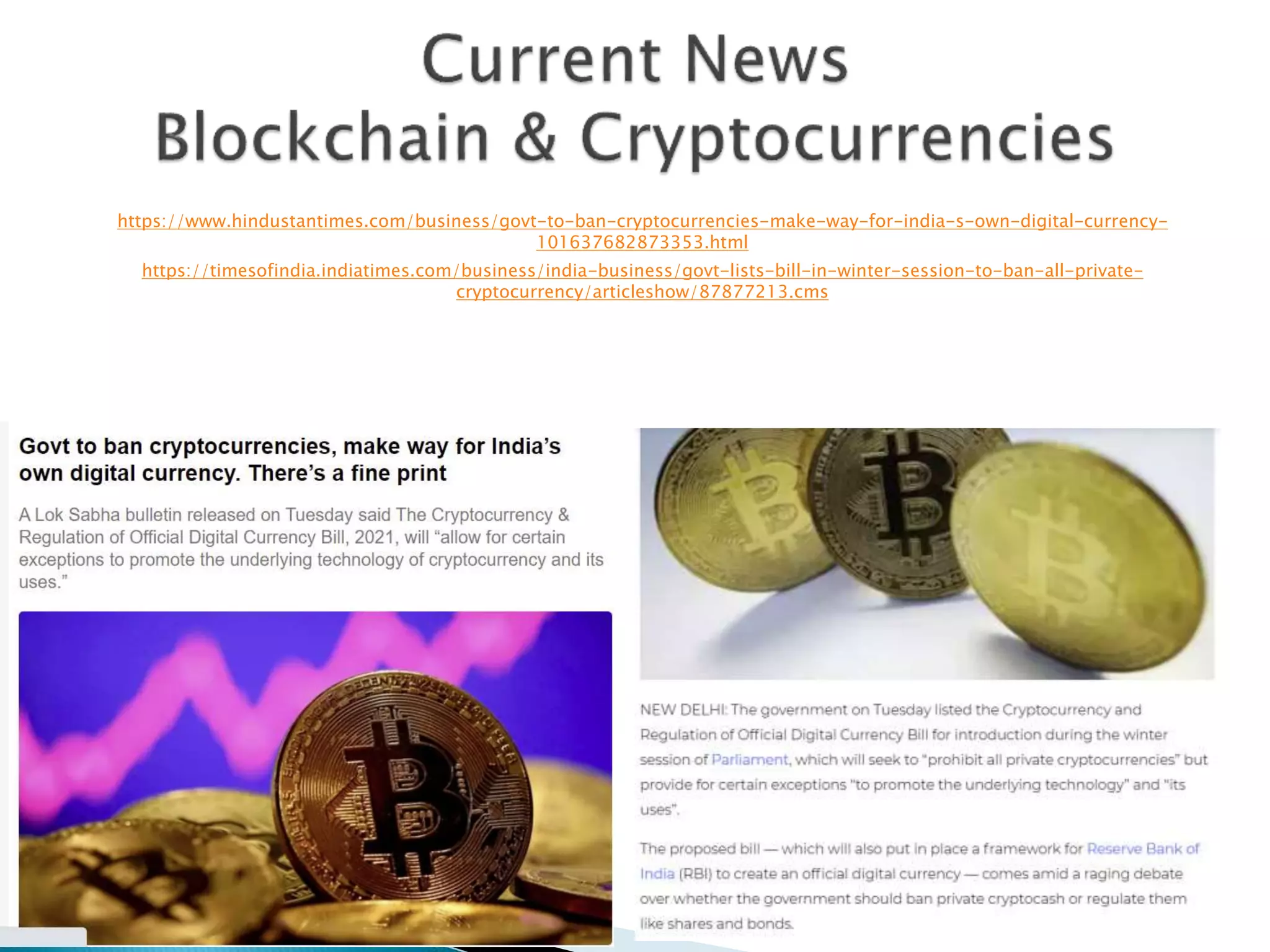 Indian approach on bitcoins, cryptocurrencies and blockchain – legal  practical perspectives | PPT