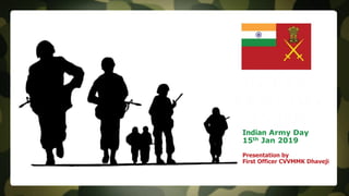 Presentation by
First Officer CVVMMK Dhaveji
Indian Army Day
15th Jan 2019
 