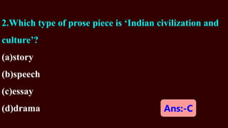 Indian civilization and culture full ppt class objective class 12 bseb ...