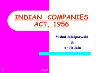 INDIAN  COMPANIES ACT, 1956 Vishal Jalalporwala & Ankit Jain 