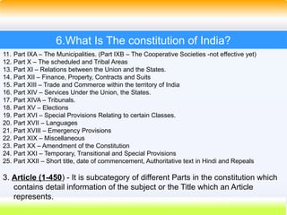 Indian Constitution summary and details of India | PPTX