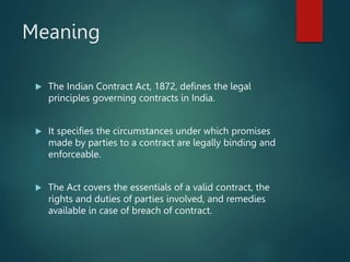 Indian Contract Act 1872 in Business Law | PPTX