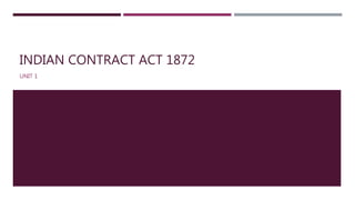 INDIAN CONTRACT ACT 1872
UNIT 1
 