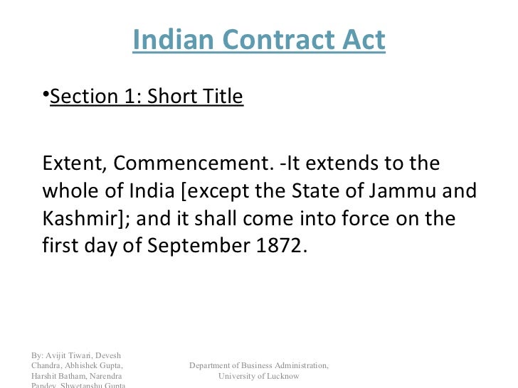 Indian contract act 1972