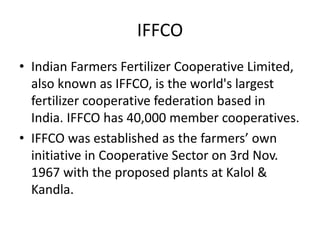 Indian coopertive movement and agriculture