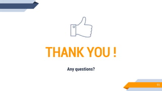 11
THANK YOU !
Any questions?