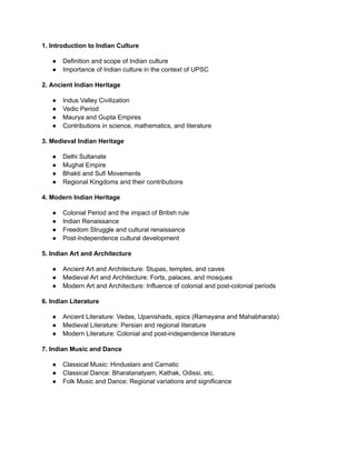 Indian Culture and Heritage-IAS Academy in DELHI | PDF