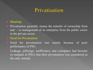Aggressive Privatization Indian Economy | PPTX